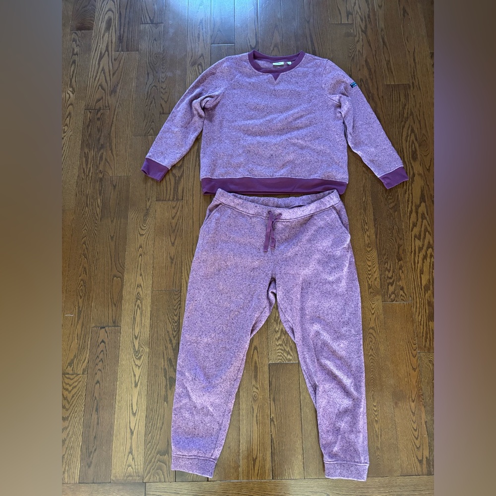 LL Bean Women's Purple Jogger Set Cozy Lounge Wear Size Large/X-Large